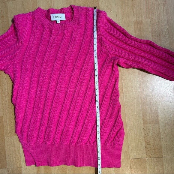 10 Crosby Derek Lam Hot Pink Cable Knit Sweater Thick Cotton Blend Med - Picture 10 of 10